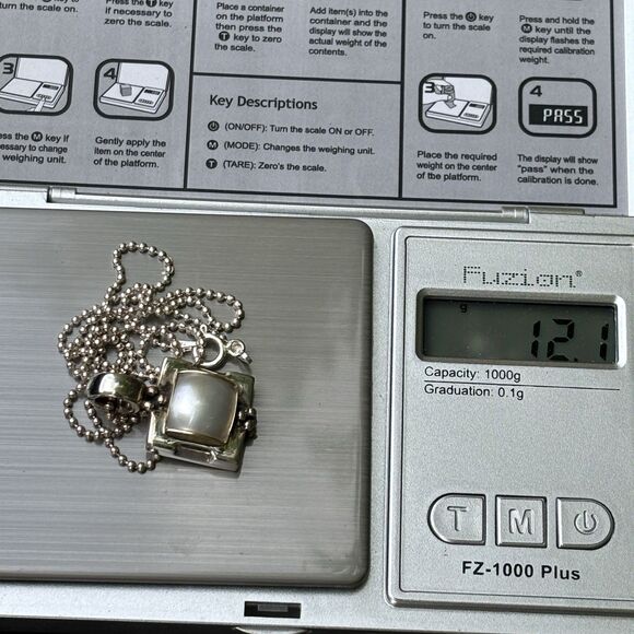 Michael Dawkins Sterling Silver Pearl Necklace & 14k/925 Mabe Pearl Pendant 40g - Picture 10 of 10